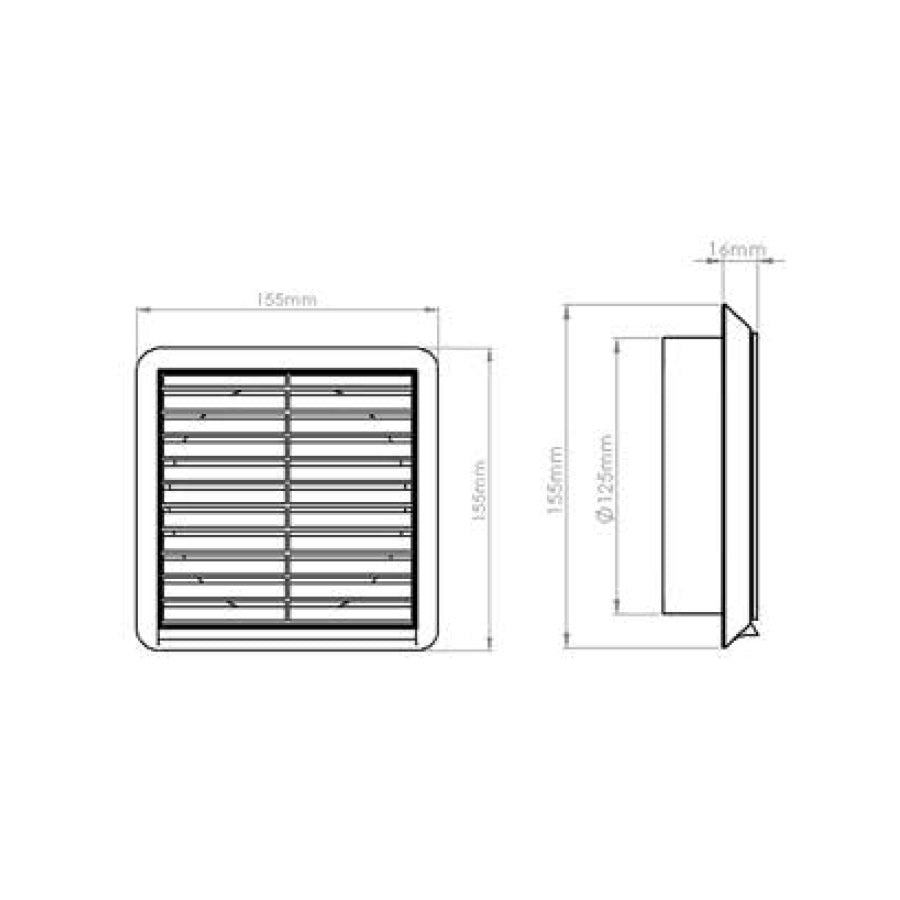 Louvred Grille With Flyscreen 125mm