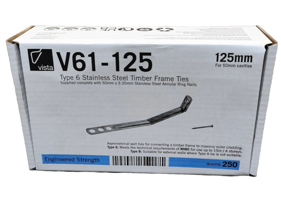 Vista Engineering - V61-STST - Timber Frame Tie - 125mm  Box of 250