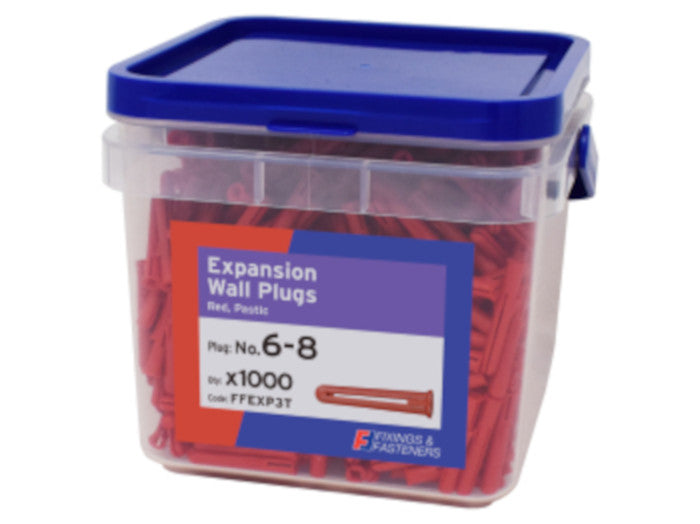 Expansion Wall Plug Red 6-8 Tub 1000