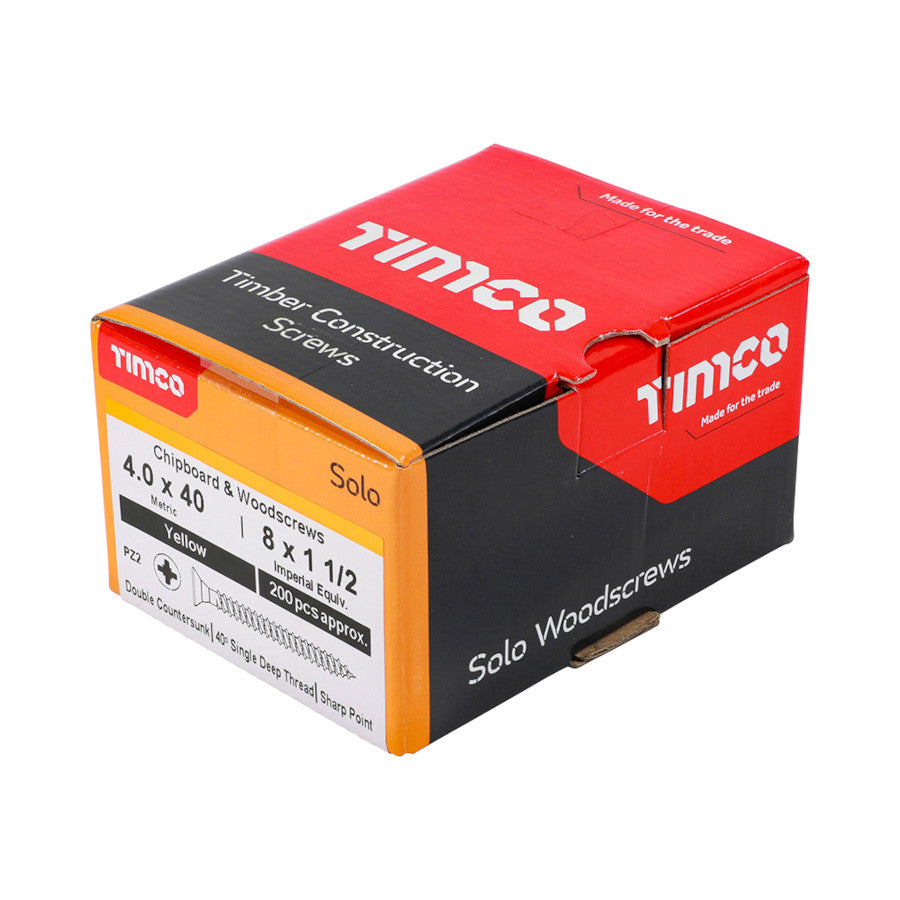 Timco 4.0 x 40 - Solo Chipboard & Woodscrews PZ2 Double Countersunk