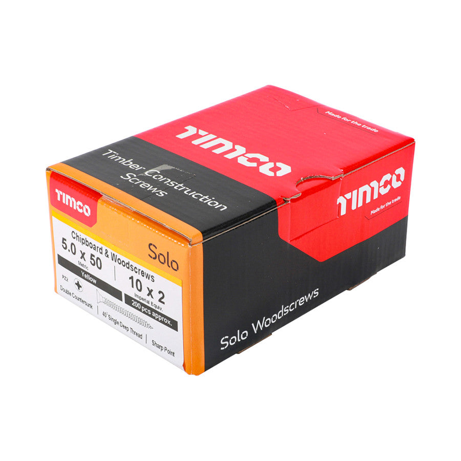 Timco 5.0 x 50 - Solo Chipboard & Woodscrews PZ2 Double Countersunk