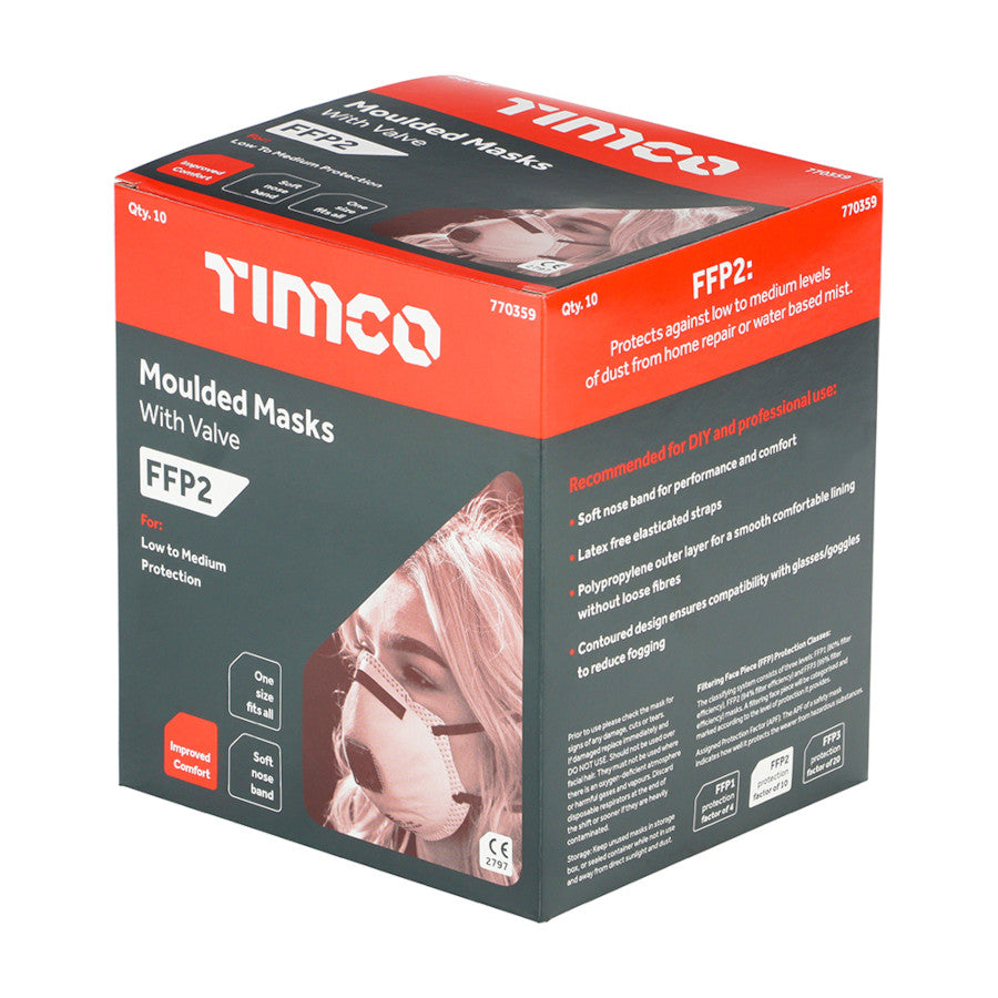 Timco FFP2 Moulded Masks With Valve (one size for all)